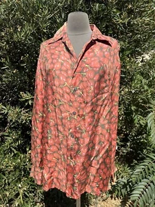 Vintage 1970’s Robert Charles 100% Silk Shirt With Cherries - Picture 1 of 7