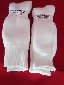 2 Pair of Pocono Hi Fridge Acrylic Over the Calf Boot Socks 8-12 Made USA White - Picture 1 of 6