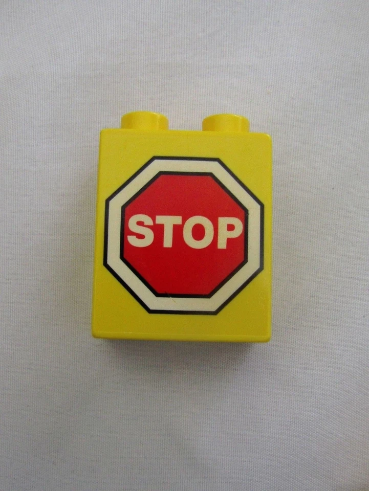 Rare Lego Duplo Red Stop Sign Town House Train Railway Village Printed Block - Image 1 of 1
