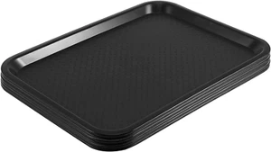 6 Pack 12 X 16 Inch Black Plastic Fast Food Trays, Cafeteria Tray, Restaurant Se - Picture 1 of 12