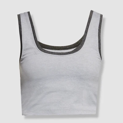 $67 Terez Women's Gray Colorblock TLC Crop Tank Top Size M - Image 1 of 4