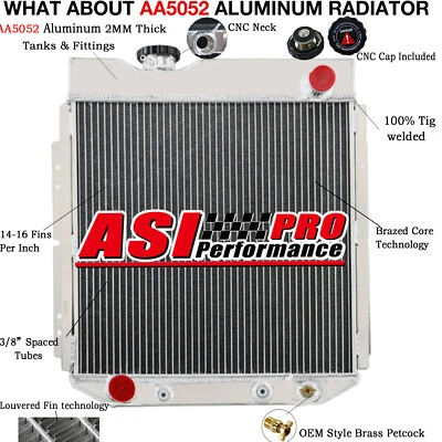 4 Row Aluminum Radiator For 1960-1966 Ford Mustang Falcon Mercury Comet 5.0L V8 Foto 1 de 4