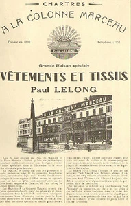 28 CHARTRES PUBLICITE VETEMENTS & TISSUS PAUL LELONG 1926 - Imagen 1 de 1