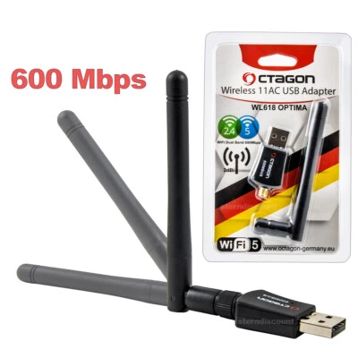 Octagon WL618 USB WLAN-Adapter 600 Mbit/s, 2,4 & 5 GHz Dual-Band USB Antenne NEU - Bild 1 von 4