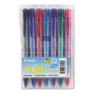 Plumas de gel borrables Pilot FriXion Clicker, punta extra fina 0,5 mm, paquete de 7, - Imagen 1 de 4