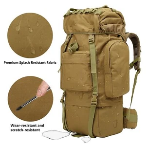 65L Large Capacity Tactical Backpack Waterproof Camping Hiking Travel Rucksack - Picture 1 of 20