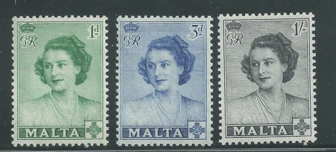 Malta Scott # 229-231 MNH Set Princess Elizabeth Cover