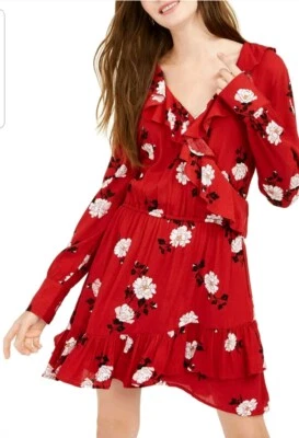 AMERICAN RAG Red Chili Pepper Floral Print Long Sleeve V Neck Size XS**NWT - Image 1 of 4