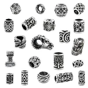 925 STERLING SILBER Bartschmuck Bartperle Bead Mittelalter Keltisch Dreadlocks - Bild 1 von 22