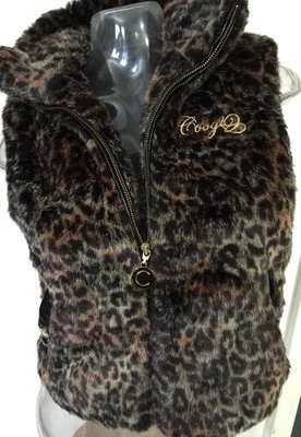 Authentic Coogi Faux Fur Vest. Full Zip/Elegant Leopard Animal Print. Size Small - Image 1 of 4