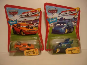 Disney Pixar The World of Cars Race O Rama IMPOUND SNOT ROD & CONFOUND DJ Diecast - Imagen 1 de 15