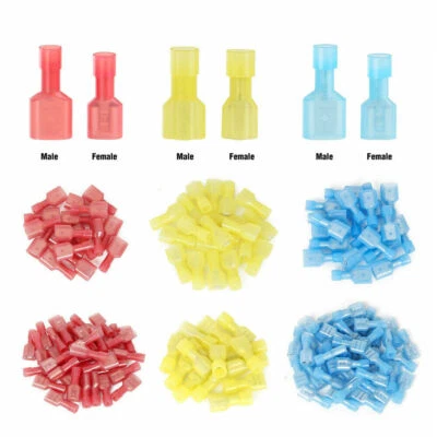50/200pcs Fully Insulated Nylon Female Male Spade Crimp Connectors Terminals - Image 1 of 4