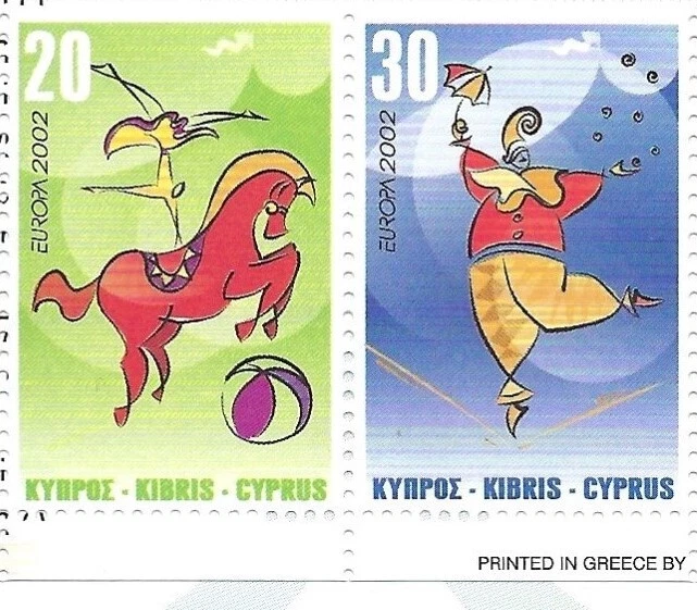 Chipre griego 2002 - Europa - El circo - Par unido (borde inferior) - MNH Foto 1 de 1