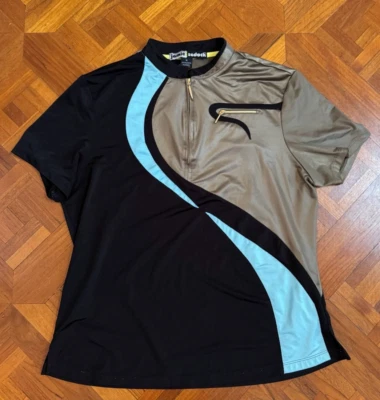 JAMIE SADOCK XL women's golf shirt metallic bronze aqua polo short sleeve - Image 1 of 2