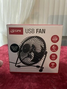 GPX Mini Desk Fan - Black, 4-Inch, USB Powered, Quiet Cooling, Portable - New - Picture 1 of 3