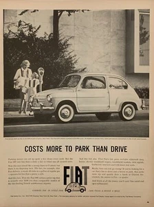 1960 vintage Fiat automobile print ad, Costs More To Park Than Drive - Picture 1 of 1