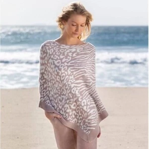 NWT BAREFOOT DREAMS CozyChic Ultra Lite Ocean Breeze Poncho Faded Rose OS - Picture 1 of 12