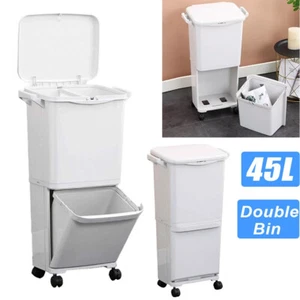 Abfalleimer 45L mit Deckel Duo Mülleimer Treteimer Abfallbehälter Mülltonne DHL - Bild 1 von 11