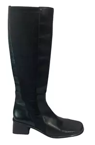 Womens Worthington Black Leather Stretch Fabric Knee High Dress Boot Size 10M - Picture 1 of 16