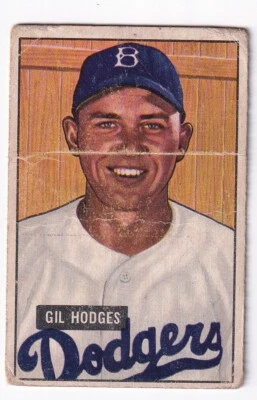Gil Hodges 1951 Bowman MLB Card # 7 Brooklyn Dodgers B - Image 1 of 2