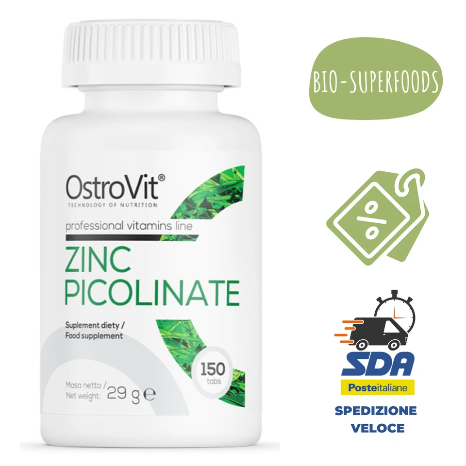 OSTROVIT Zinco Picolinato Integratore Aiuto Capelli Pelle Unghie Fertilità Salute 150 cpr