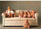 Picture Postcard: Tony Stone, Seven Babies, on White Sofa [Art Unlimited]