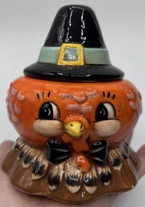 New Johanna Parker Thanksgiving Turkey Canister Jar Pilgrim Hat Critter Bowl HTF - Bild 1 von 13