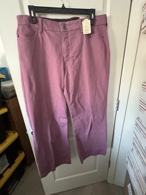 St. John's Bay 女式裤子 16W 码宽腿高腰新品!! 波尔多玫瑰色 — 第 1/4 张图片