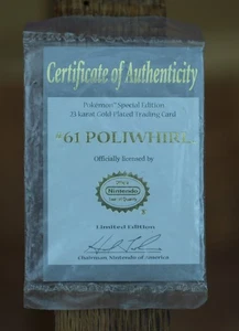 COA ONLY For Pokémon 1999 23k Gold Plated Poliwhirl #61 Burger King Promotion - Picture 1 of 2