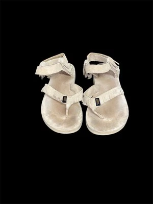 Sandalias planas Teva originales de cuero con flecos para mujer talla 9 beige cómodas hippy Foto 1 de 3