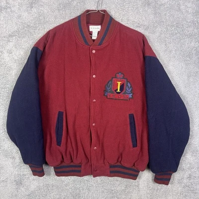 Chaqueta De Colección Izod Lacoste Hombres L Lana Universitaria Colegial Bombardero Letterman Crest Foto 1 de 4