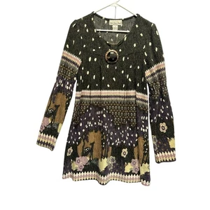 Sole Dione Studio Deer Print Sweater Tunic Dress M Woodland Boho Retro 90s Style - Picture 1 of 11