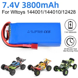 Batteria LiPo 7,4 V 3800 mAh 30 C 2S batteria per Wltoys 144010/12428/124019/124018 RC auto - Foto 1 di 14