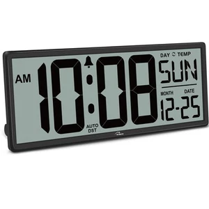 WallarGe Orologio da Parete Digitale Grande 14,5'' a Batteria con Numeri Jumbo,... - Foto 1 di 7