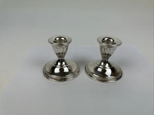 Pair of National Silver NS Co. Sterling Candlestick Candle Holder Weighted - Picture 1 of 11