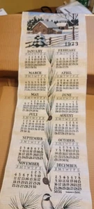 1973 Vintage calendar Dish Towel with WINTER design 26inch X 8inch - Picture 1 of 1