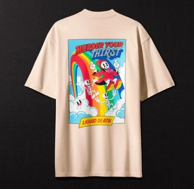 Liquid Death SZ M 男式 Death Reaping 彩虹 T 恤骨,全新无标签 — 第 1/4 张图片