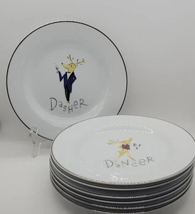 Pottery Barn REINDEER Salad Plate, Choose Reindeer Image, 8 1/2", Japan - Picture 1 of 16