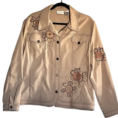 Chaqueta para mujer talla 18 hippie y2k boho occidental artística bordada bolsillos de camionero  Foto 1 de 4