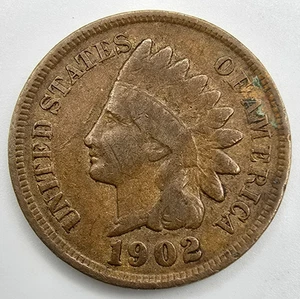 1902 Indian Cent Retained Cud REV F/VF You Grade it! IHC Error Penny Free Ship! - Picture 1 of 5