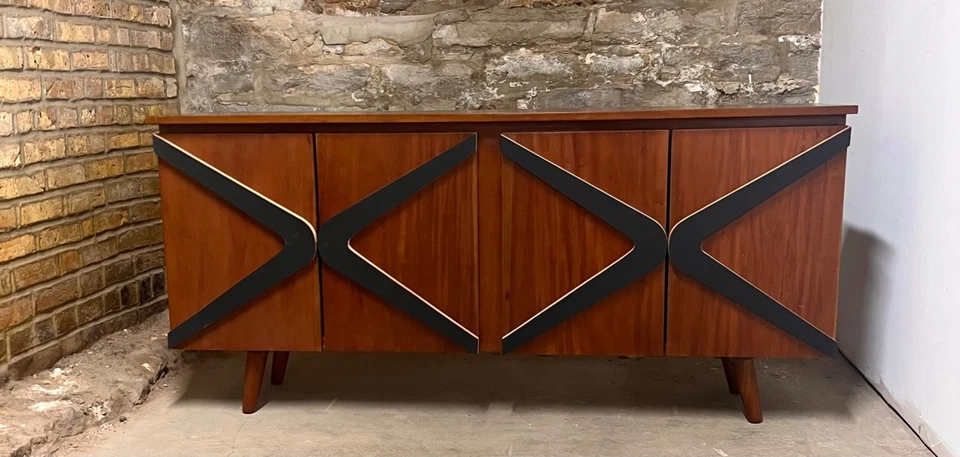 Mid-century Modern Credenza Boomerang Handmade Solid Walnut MCM Sideboard Media  - Image 1 of 4