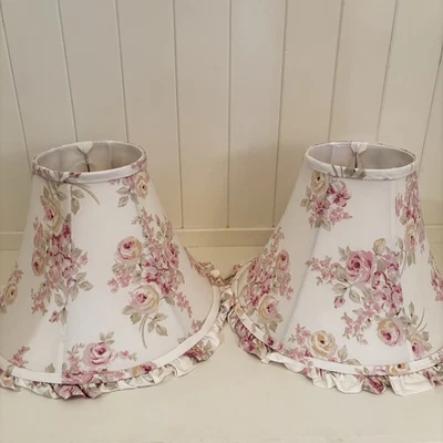 2 Rachel Ashwell SHABBY CHIC BLUSH BEAUTY PINK ROSE Lamp Shades 5x9x12 - Pair - Image 1 of 4