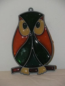 Vtg Lot 5 Acrylic Stained Glass Bird Sun Catchers Parrot Pelican Swan Owl Partri - Picture 1 of 6