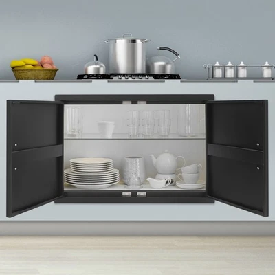 Kitchen Cabinet Door, Double Door for Storage Cabinet 76*53cm Carbon Steel Black - Image 1 of 4