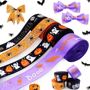 4 Rolls Halloween Satin Ribbons for Gift Wrapping Party Decor DIY Crafts - Picture 1 of 5