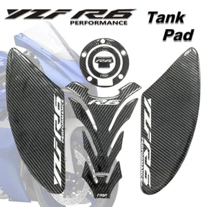 FOR YAMAHA YZF R6 Carbon Fiber Texture Anti-Slip Fuel Tank Pad Sticker Decal Kit - Foto 1 di 5