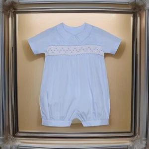 Boys NWT Baby Sen By Remember Nguyen Smocked Romper Bubble 6 Months - Picture 1 of 8