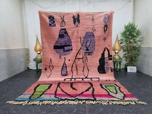 Moroccan Boujaad Handmade Rug 6'4"x9'8" Berber Patchwork Faded Pink Purple Rug - Picture 1 of 12