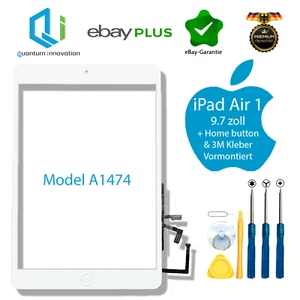 Apple iPad Air A1474  A1475 & A1476 Digitizer Glas Touchscreen Home button Weiß - Afbeelding 1 van 2