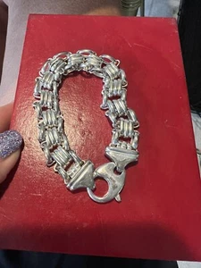 Unisex 8” Large Link Sterling Silver Bracelet HCT 925 Italy 29.64 Grams - Picture 1 of 11